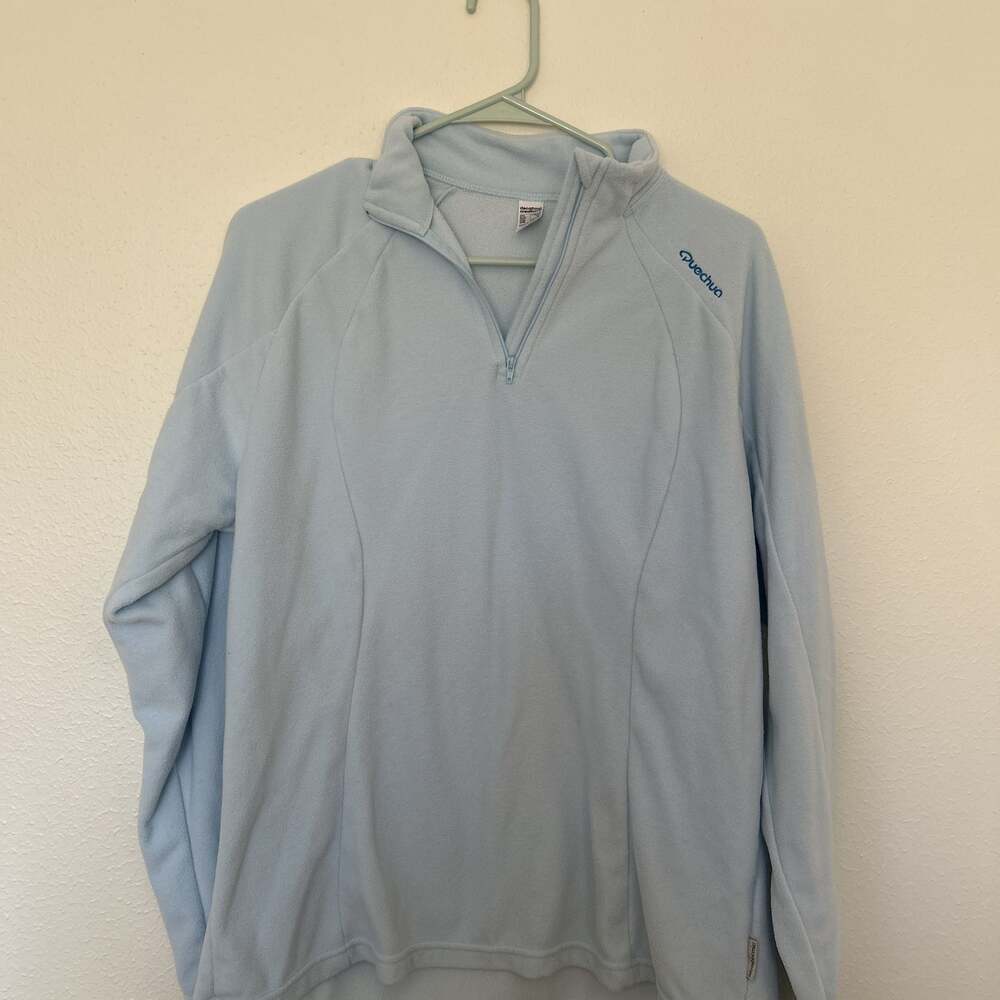 Decathlon Quechua MH100 Light Blue 1/4 Zip Hiking Fleece Pullover